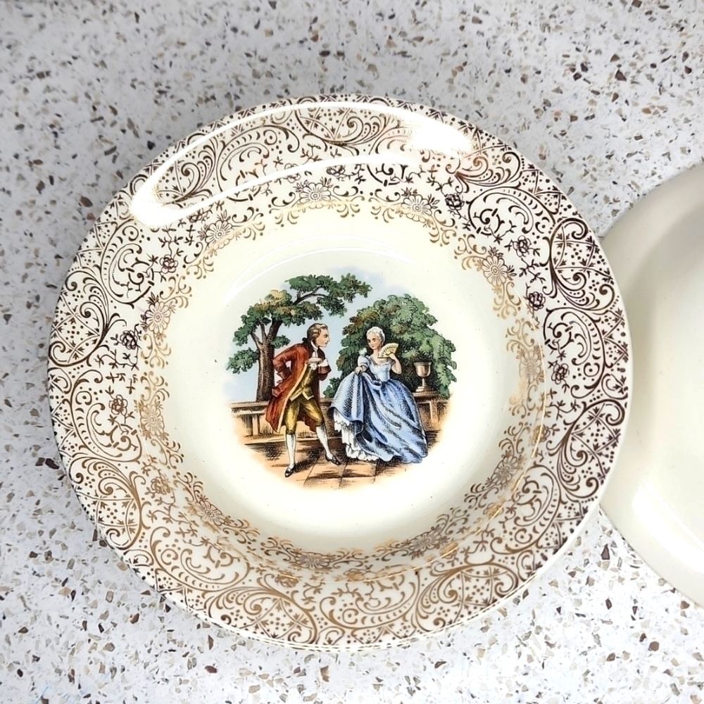 SOLDRoyal China Inc. Warrranted 22K  Colonial Gold Saucer Dip Plate BowlSOLD